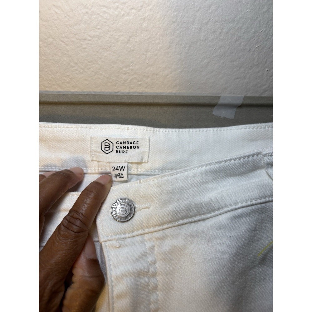 Candace Cameron Bure White Jeans Women's 24W Cropped Raw Hem Stretch Denim - Picture 4 of 6